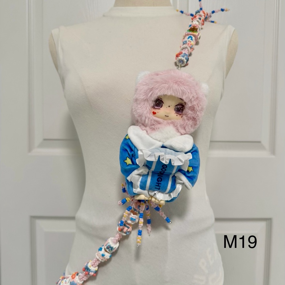 Handmade Crossbody Phone Strap with Figure Toy adjustable for Phone Lanyard,Bag
